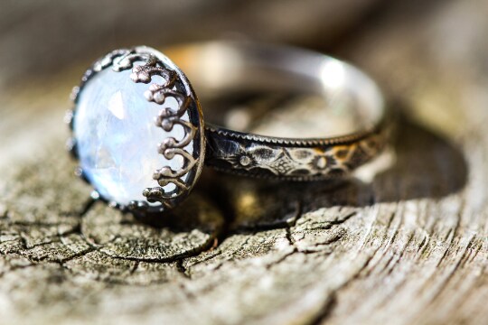 Moonstone Ring Solid Sterling Silver Floral Band Rainbow Moonstone Any Size MakerPlace by Michaels