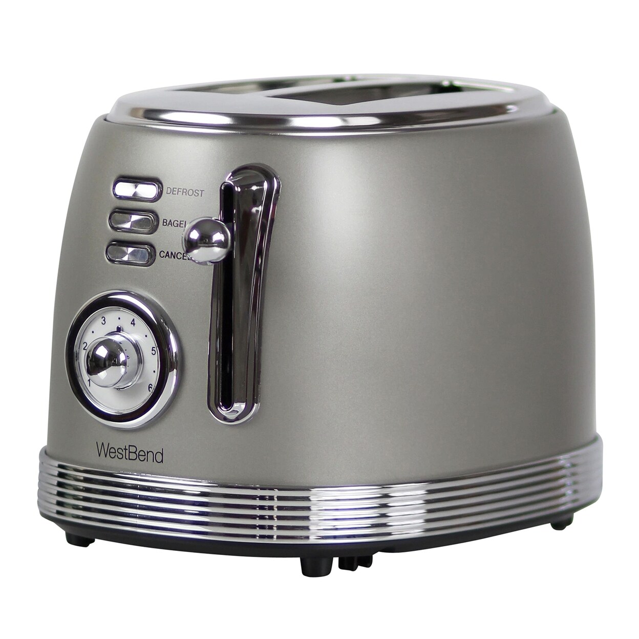West Bend Toaster 2 Slice Retro-Styled Stainless Steel with 4 Functions, 850-Watts, Gray