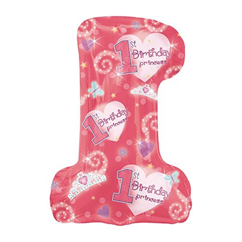 First Birthday Princess Number 1 Shaped Balloon