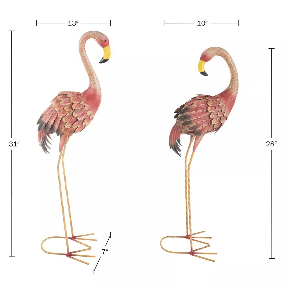 Flamingo Garden Statues Set of 2 Lawn Ornaments Garden D&#xE9;cor 31 and 28 Inch