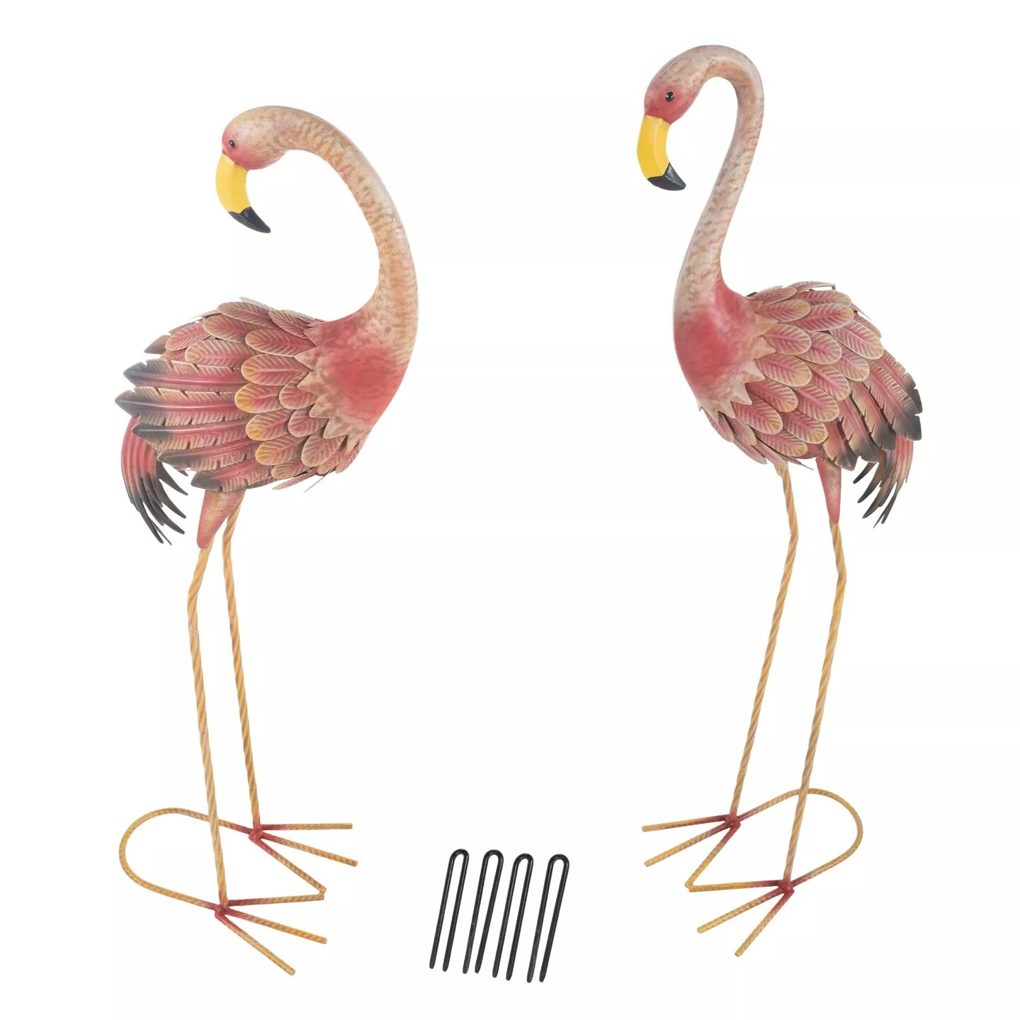 Flamingo Garden Statues Set of 2 Lawn Ornaments Garden D&#xE9;cor 31 and 28 Inch