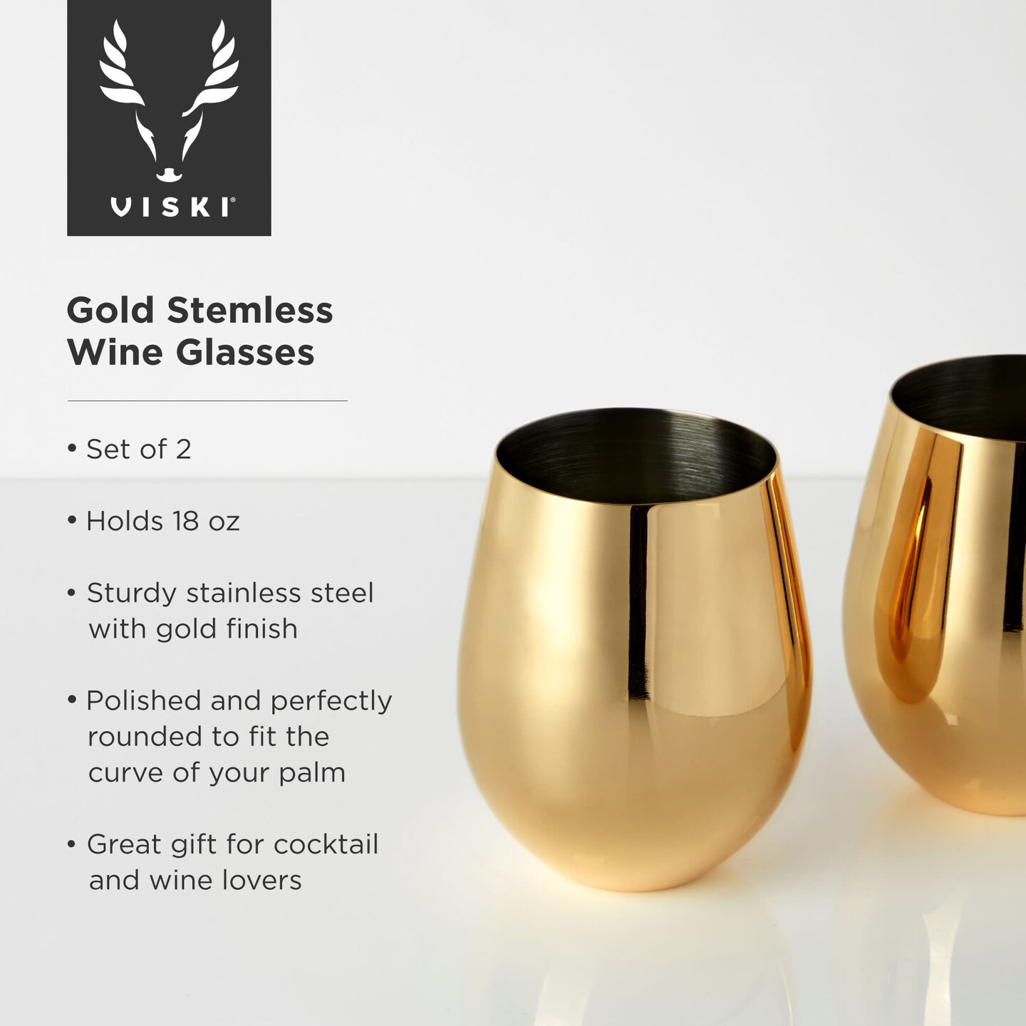 Gold Stemless Wine Glasses 