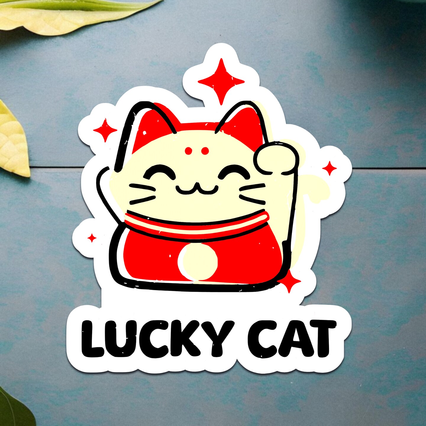 Lucky Cat Sticker | Maneki-Neko Design | Kawaii Good Luck Charm