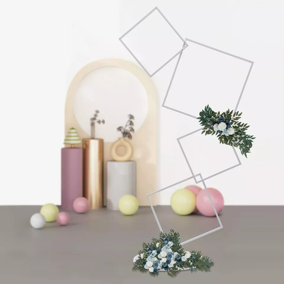 Metal Square Flower Frame Plants Display Stand Wedding Party Backdrop Decor