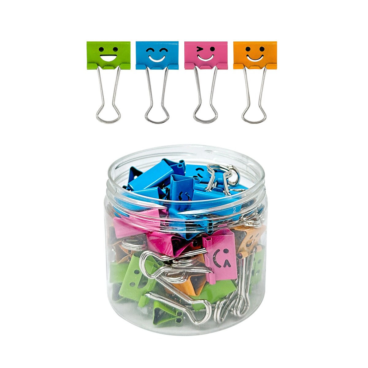 Wrapables Smiling Face Binder Clips for Office, Paper Clamps, Paper Clips