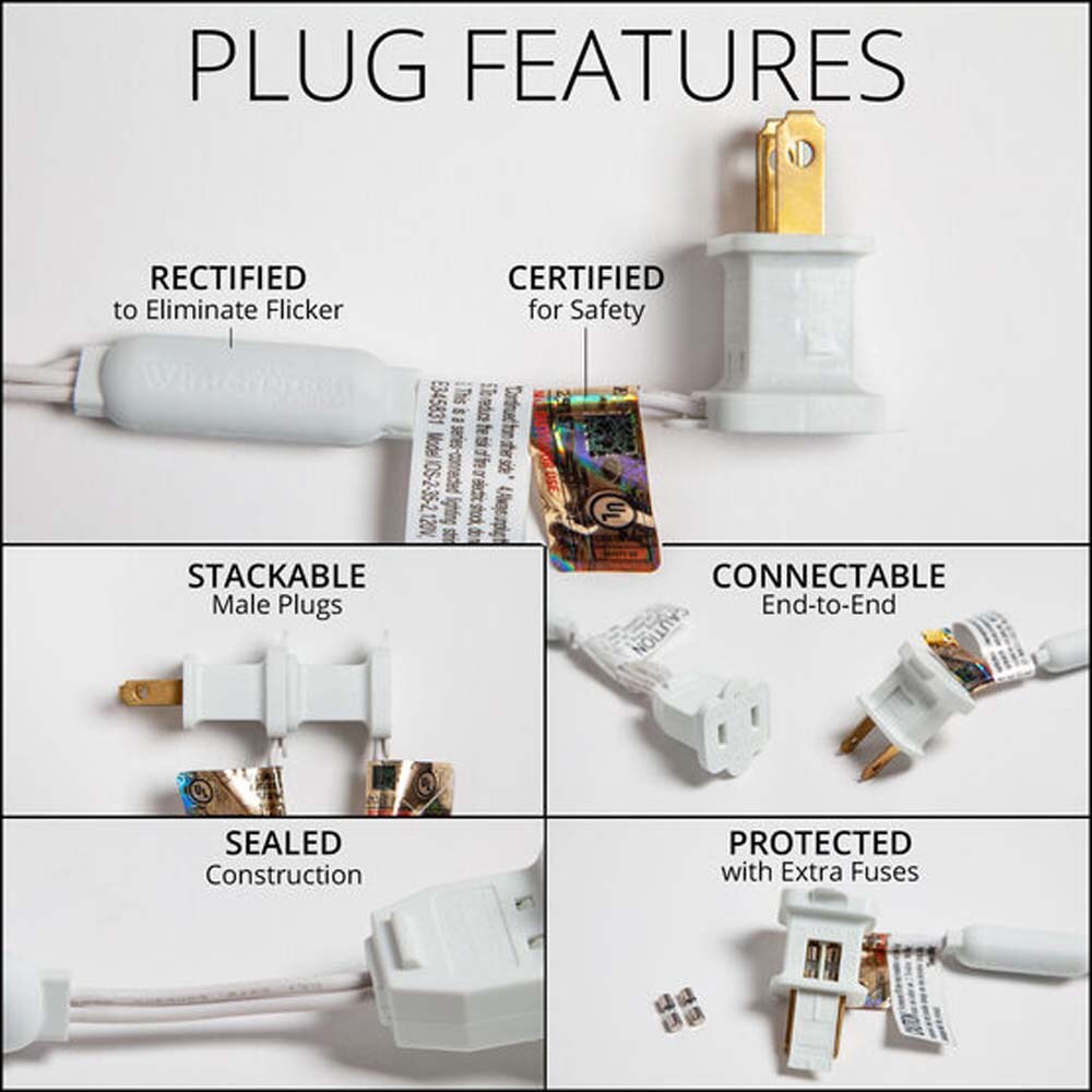 70 Warm White 5mm LED Christmas Lights, White Wire, 4" Spacing