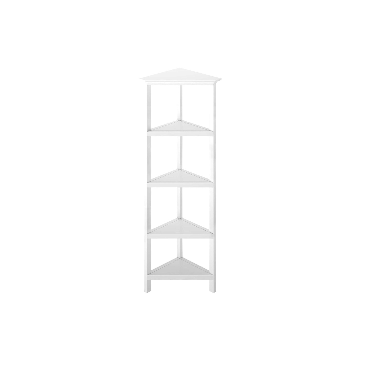 Contemporary Home Living 59.75&#x22; White Solid 4-Tier Vertical Corner Bookcase