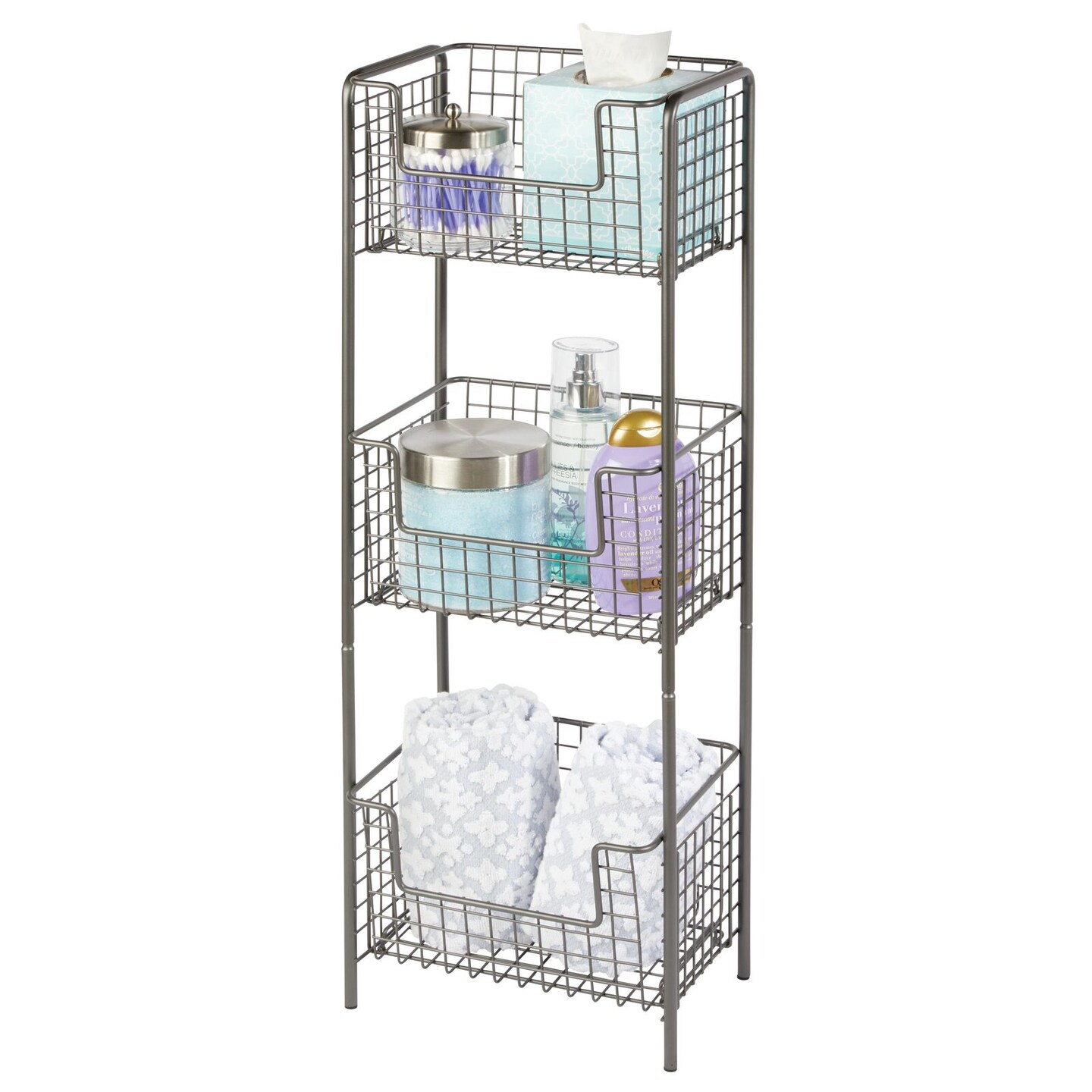 3-Tier Metal Tower Bathroom Shelf, Freestanding Storage Organizer Tower Rack sold