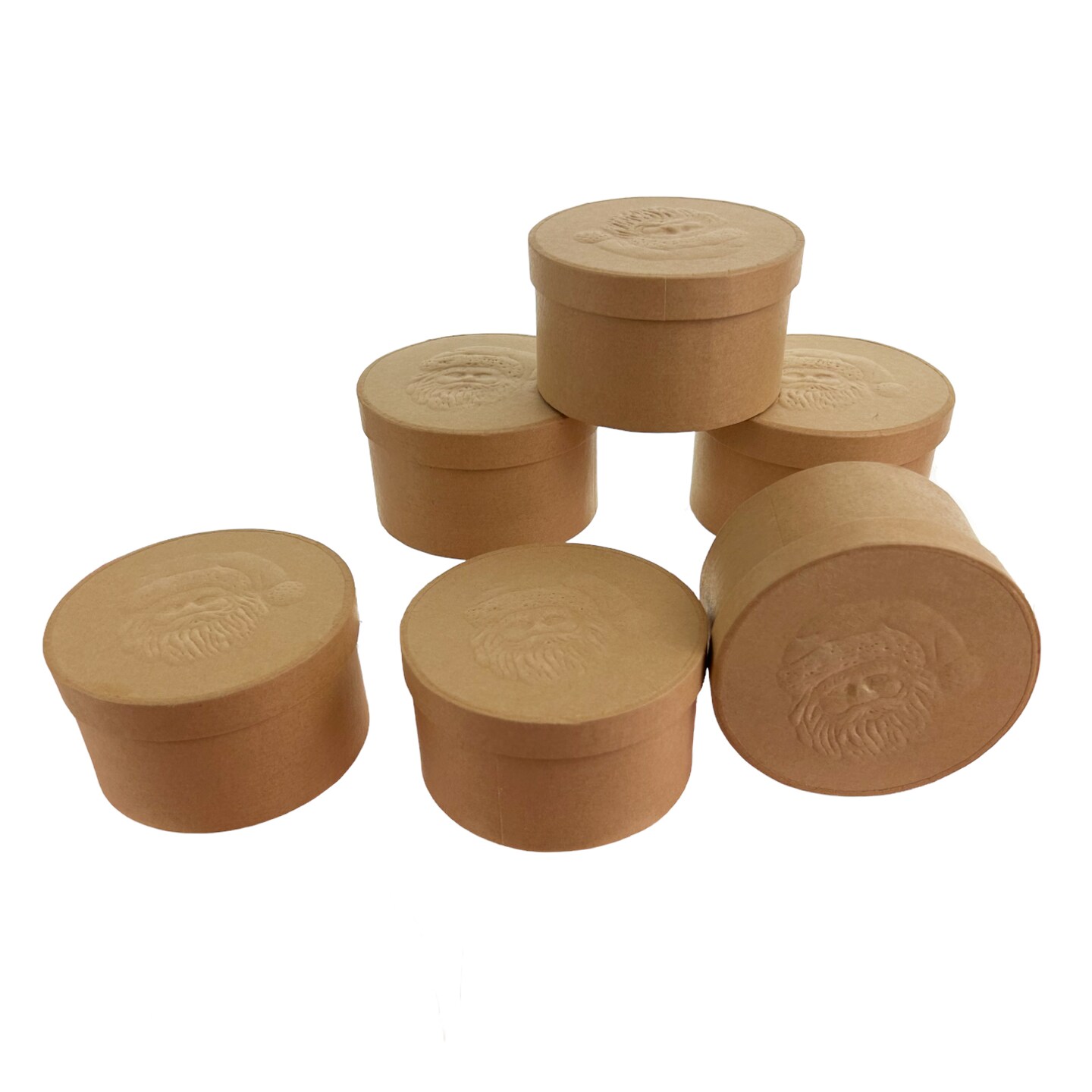 Value Pack of 12 Round Box with Santa Embossed Lid