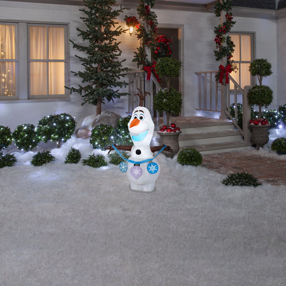 4' Gemmy Airblown Inflatable Disney's Frozen II Olaf holding String of Ornaments Yard Decoration 119003