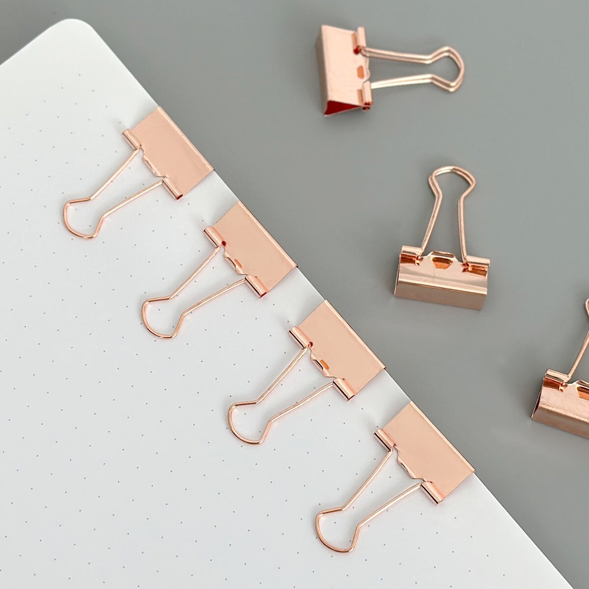 Wrapables Rose Gold Binder Clips for Office, Paper Clamps, Paper Clips