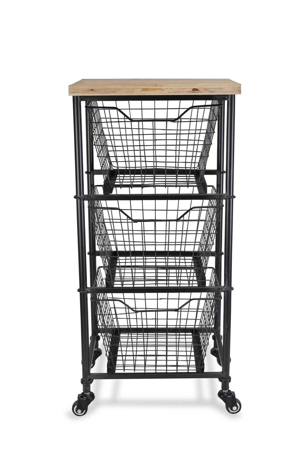 Contemporary Home Living 32" Black and Brown 3 Wire Drawer Storage Cabinet