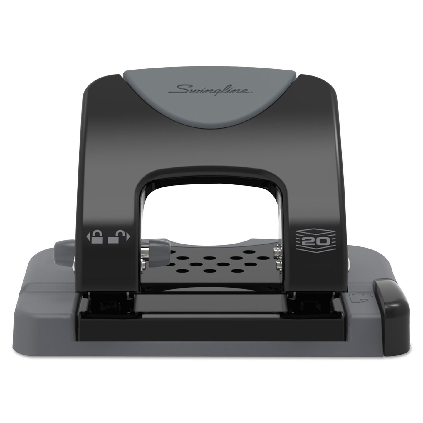 Swingline 20-Sheet SmartTouch Two-Hole Punch 9/32 Holes Black/Gray