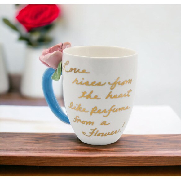 Ceramic Pink Rose Mug Home Decor Kitchen Decor