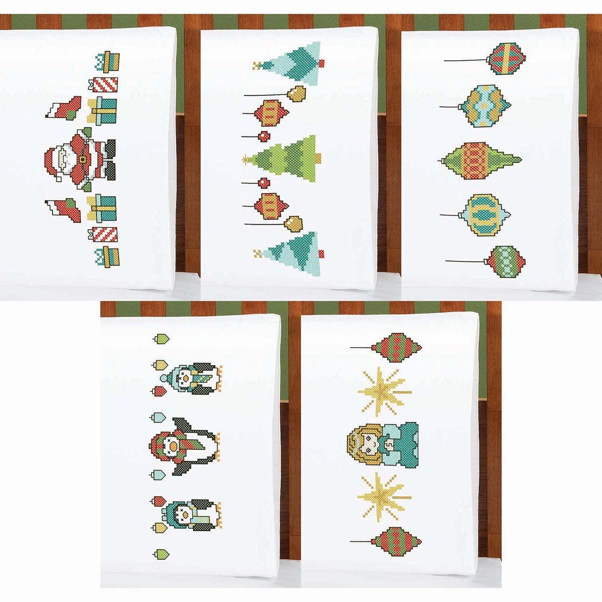 Herrschners Holiday Cheer Pillowcase Set Stamped CrossStitch Michaels