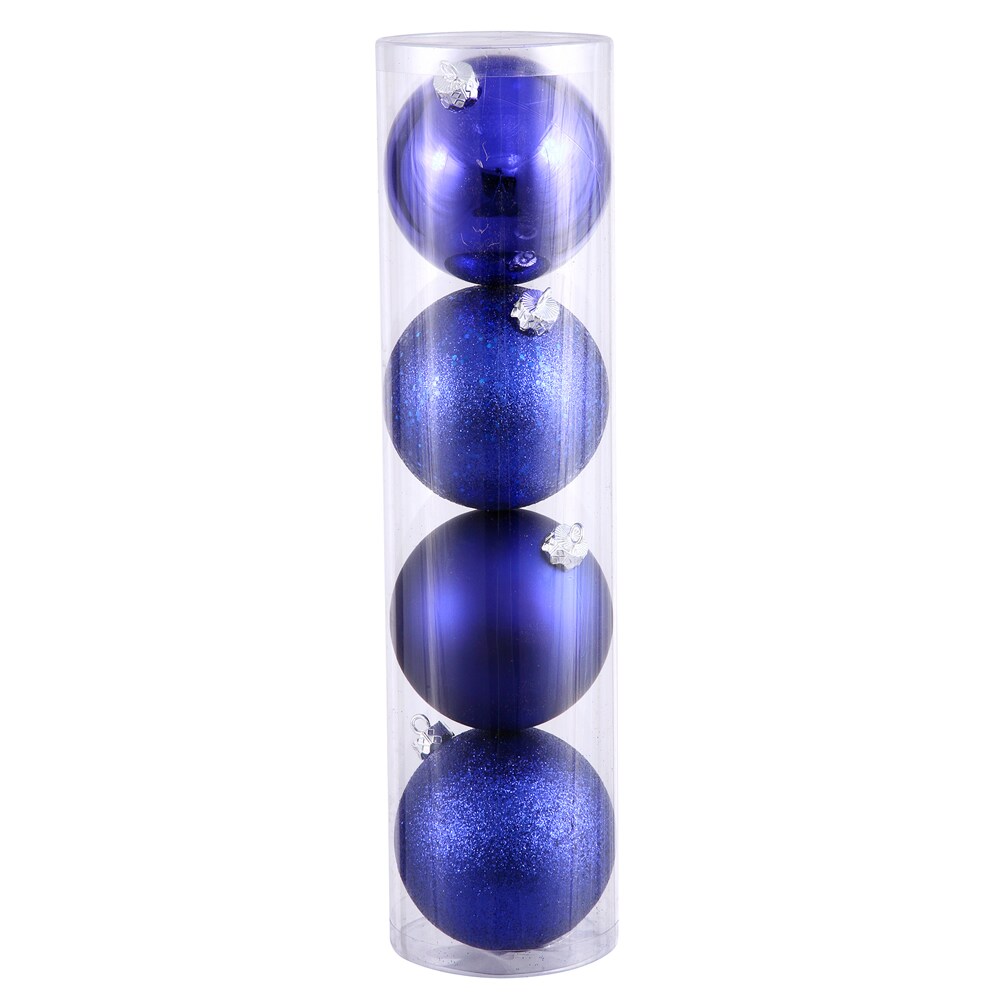 Vickerman 2.4 in. Cobalt Blue Ball 4-Finish Asst Christmas Ornament