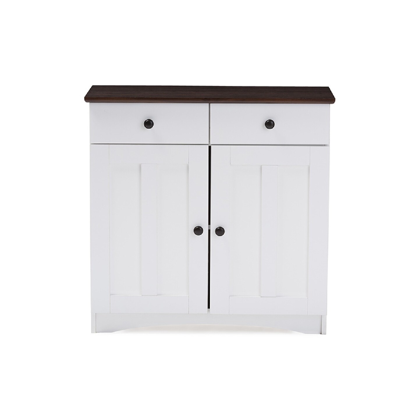 Baxton Studio Lauren Modern and Contemporary Two-tone White and Dark Brown Buffet Kitchen Cabinet with Two Doors and Two Drawers Baxton Studio Lauren Modern and Contemporary Two-tone White and Dark Brown Buffet Kitchen Cabinet with Two Doors and Two Drawers