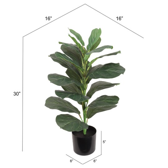 30&#x22; Silk Fiddle Leaf Ficus Tree - Lifelike Artificial Indoor Greenery Decor