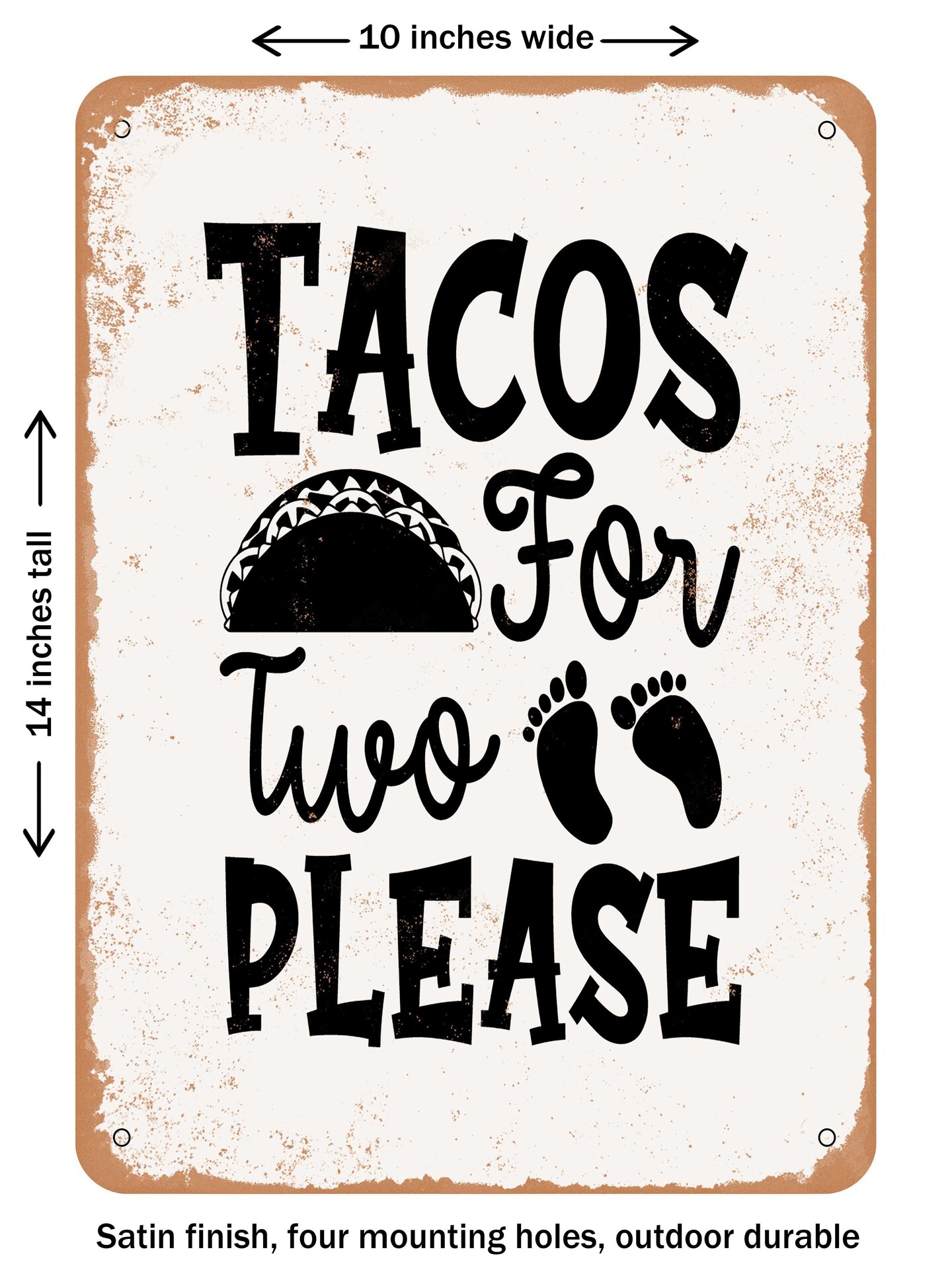 Rustic Taco Sign DECORATIVE METAL SIGN - Tacos For Two Please - Vintage Rusty Look ...