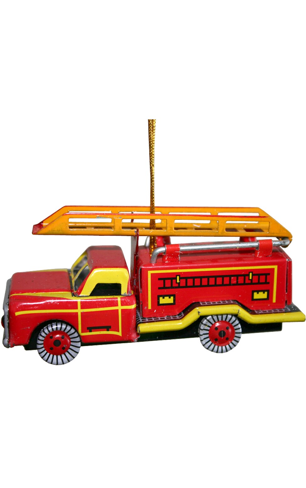 Ornmnt-Tin Fire Truck Each Christmas Decoration