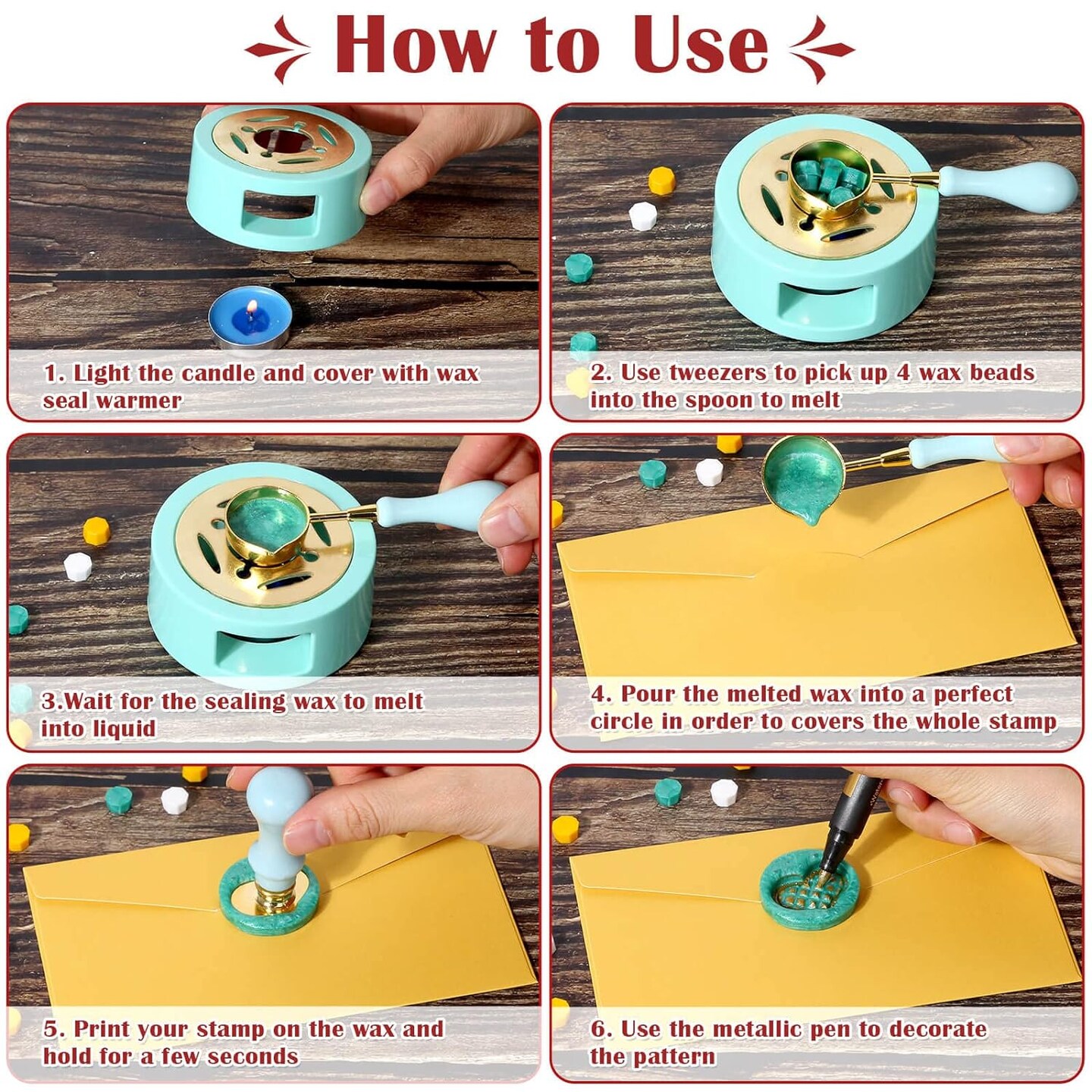 Upgraded Wax Seal Stamp Kit, Anezus 790pcs Sealing Wax Kit with Wax Seal Beads, Wax Stamp, Wax Warmer, Vintage Envelopes, and Gift Box for Letter Sealing, Invitation Cards, Craft Decoration