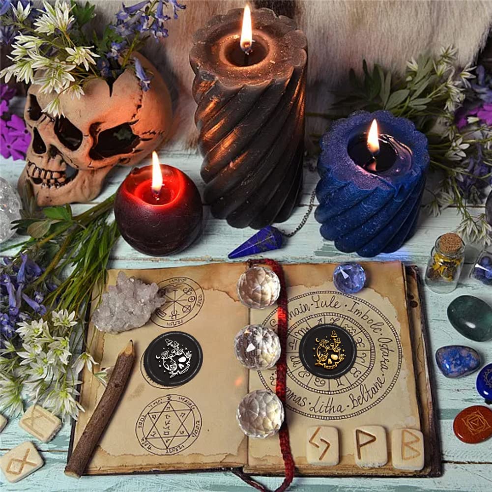 Skull Wax Seal Stamp Mushroom Sealing Wax Stamps Gothtic 30mm Retro Vintage Removable Brass Stamp Head with Wood Handle for Wedding Invitations Halloween Christmas Thanksgiving Gift Packing