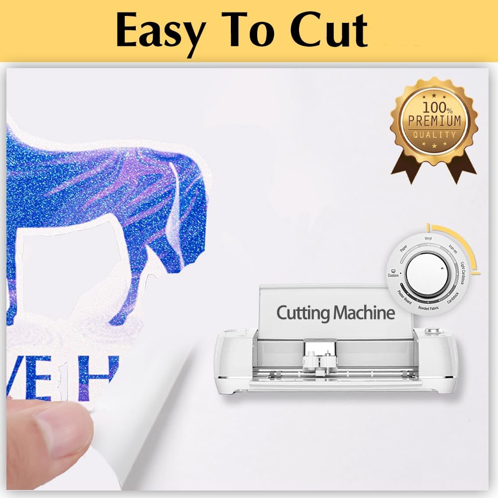 Blue Glitter Heat Transfer Paper for Inkjet Printer (5 Sheets, 8.5x11'') Printable Heat Transfer Vinyl for T Shirts Iron on Transfers for Light & Dark Fabrics