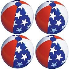 Mini Inflatable 5&#x22; Red White Blue Beach Balls - 12 Pc.