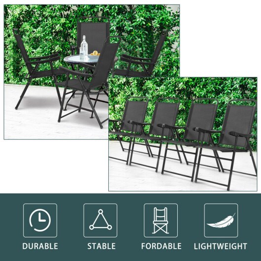 Set Of 4 Folding Sling Chairs With Armrest