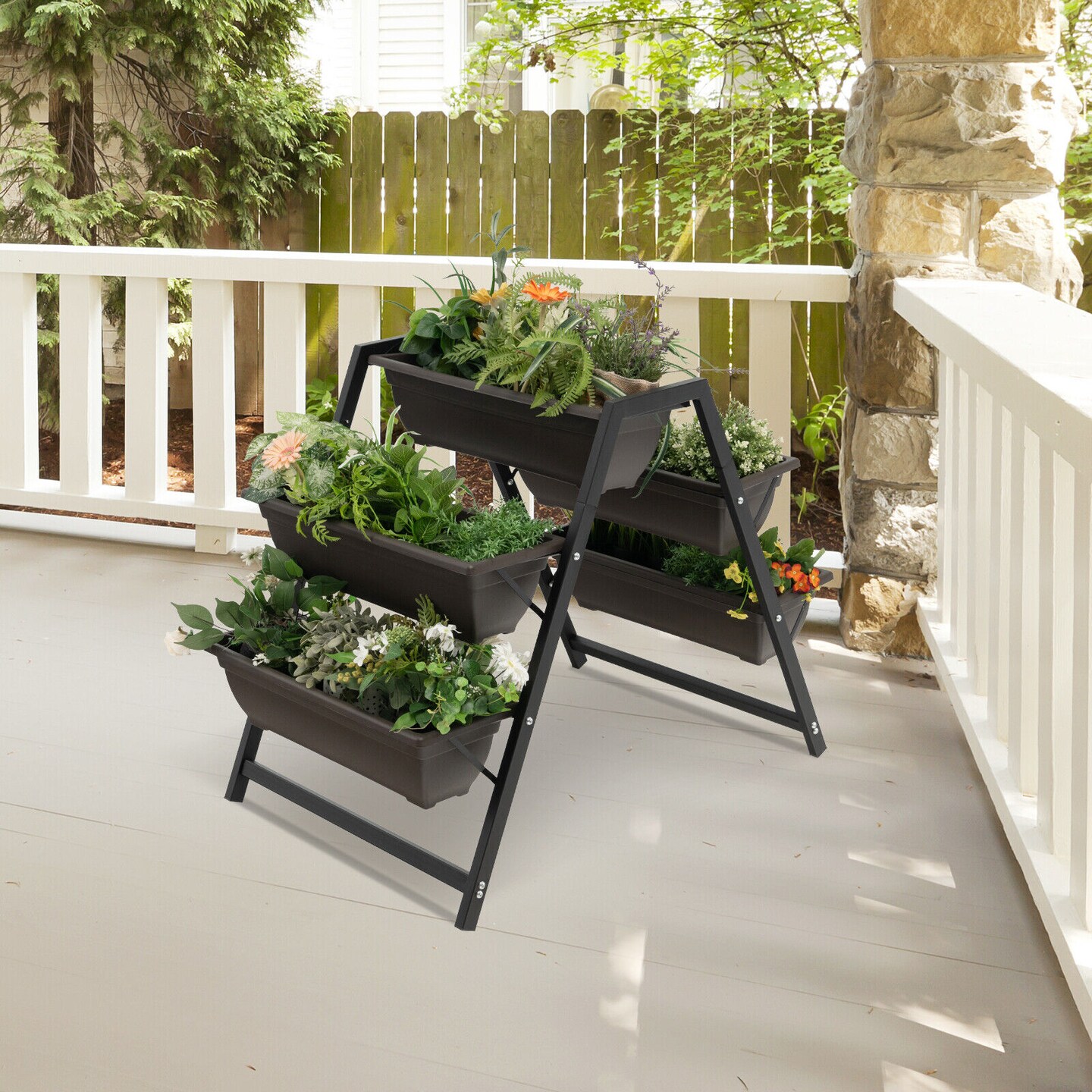 3-tier Vertical Raised Garden Bed With 5 Plant Boxes