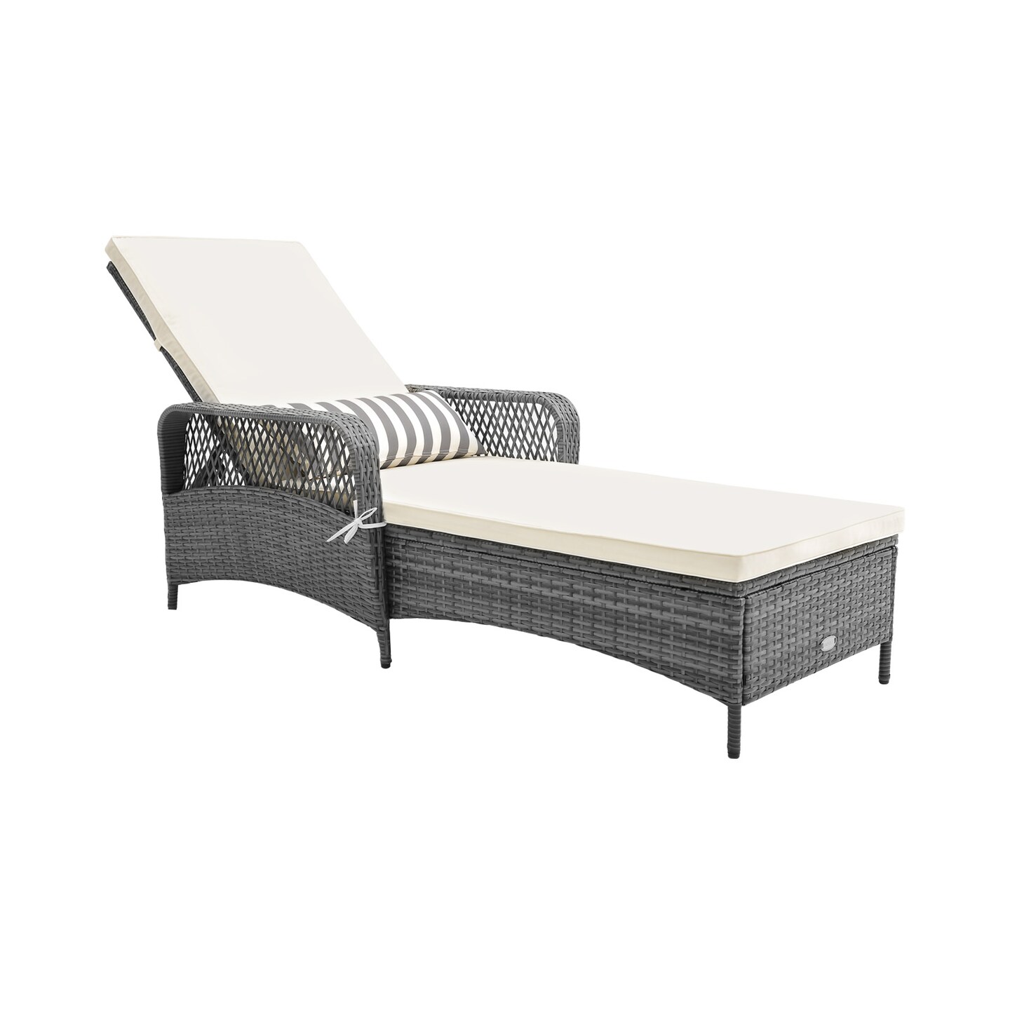 Outdoor Chaise Lounge Chair Recliner With 6-level Backrest Cushion And Pillow