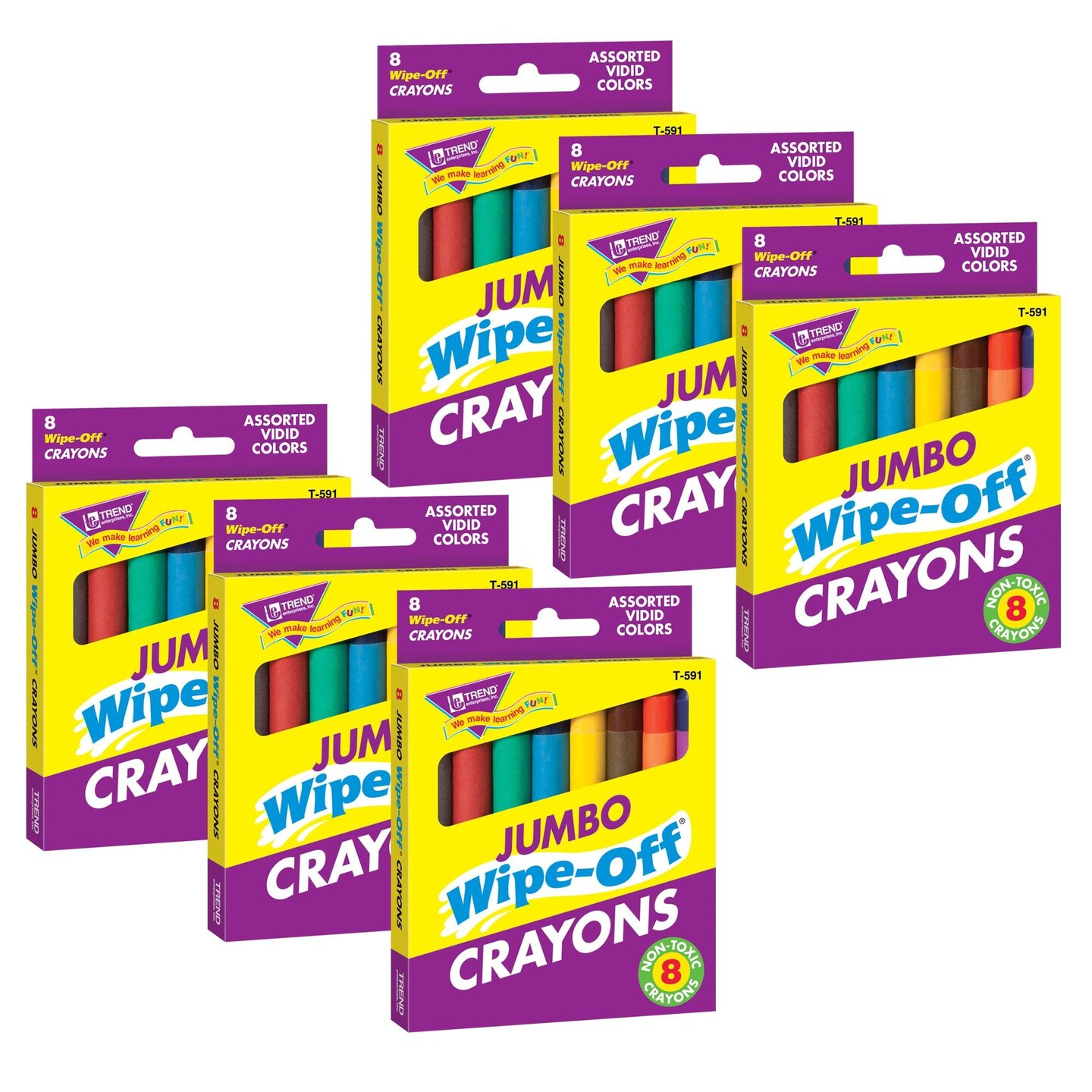 Jumbo Wipe-Off&#xAE; Crayons, Assorted, 8 per pack, 6 packs