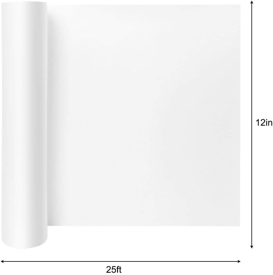 White Vinyl 12 Inches by 25 Feet Self Adhesive Vinyl Matte White Permanent Vinyl Roll for Signs, Scrapbooking, Silhouette Cameo