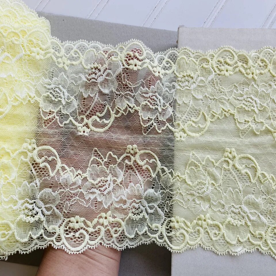 Kitcheniva 6.5&#x22; Wide Stretch Bright Yellow Floral Guipure Lace