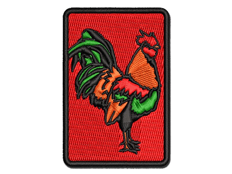 Floral Chicken Multi-Color Embroidered Iron-On Patch Applique
