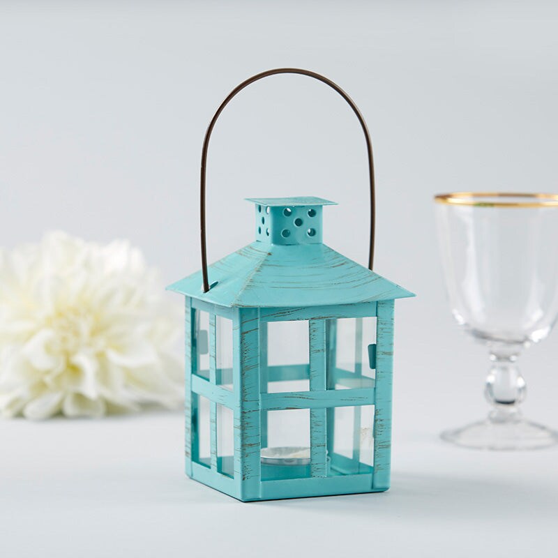 Vintage Blue Distressed Lantern - Medium (Set of 2)