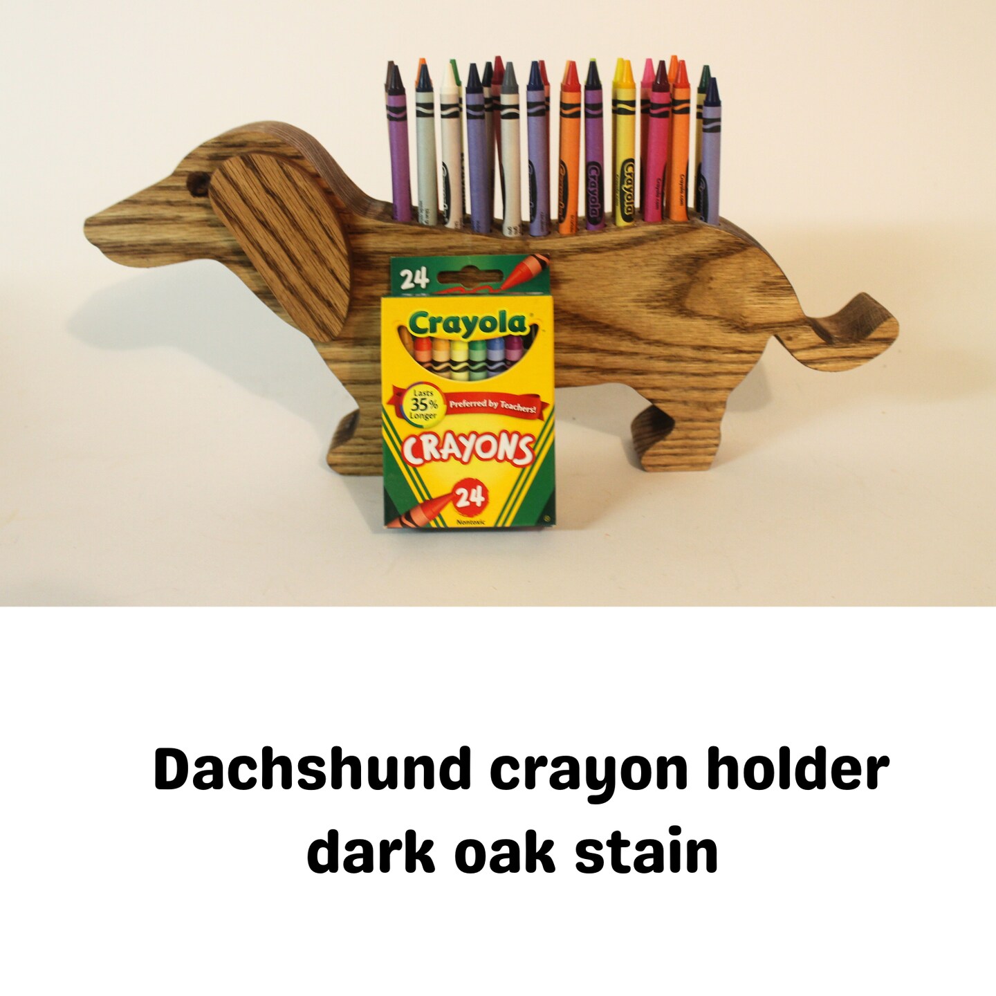 Crayon holder, dachshund shape, choice of poplar, dark or light oak, h –  Bob's Home Woodshop