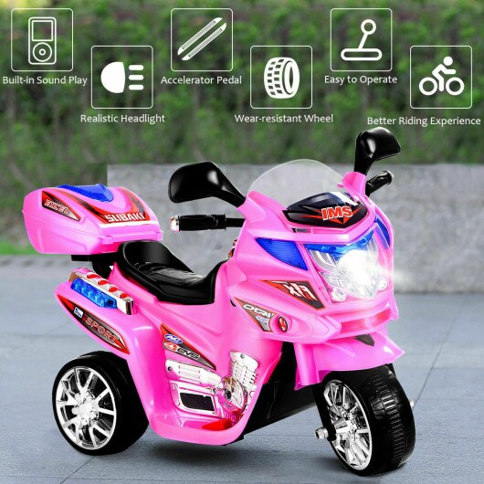 3 Wheel Kids Ride On Motorcycle 6V Battery Powered Electric Toy Power Bicycle