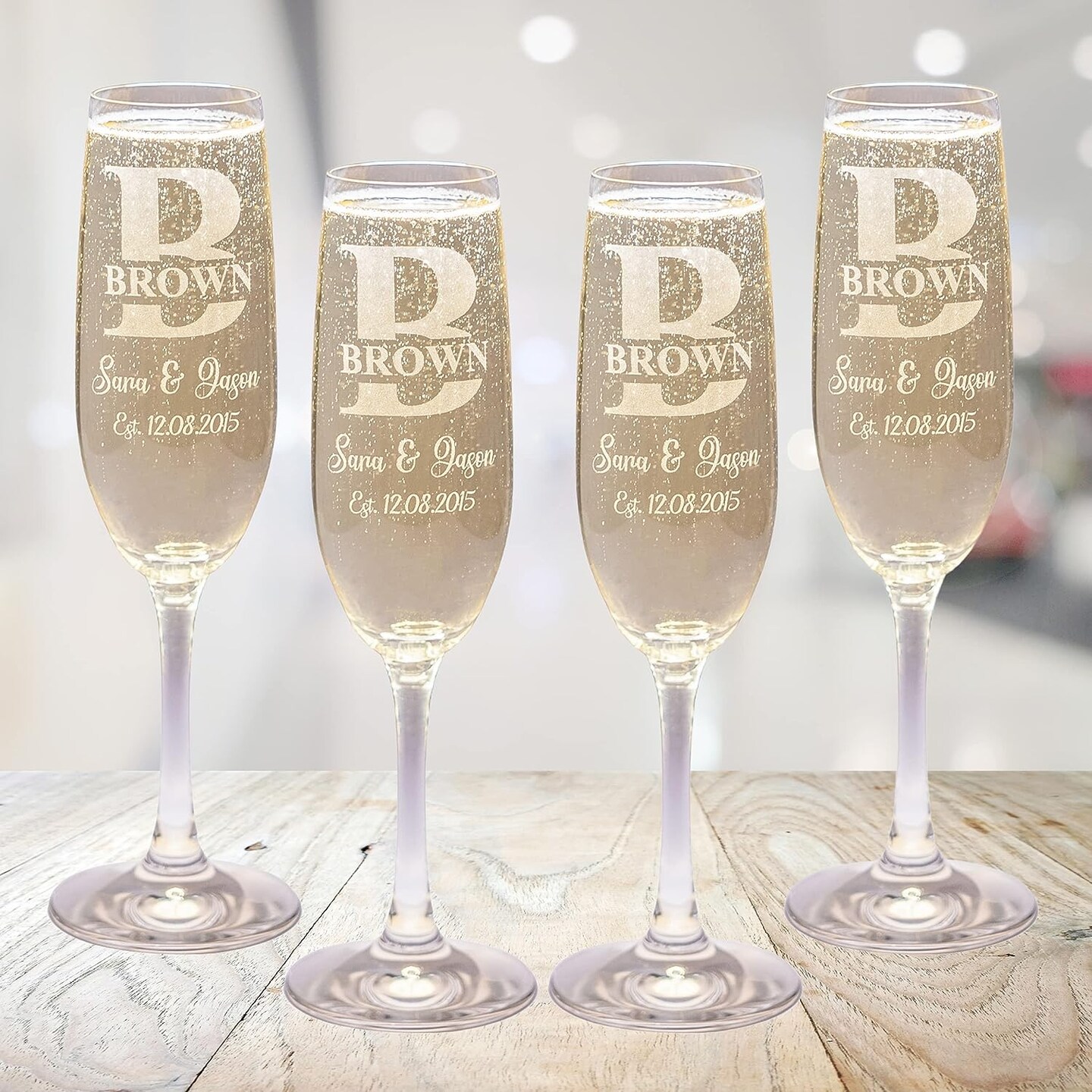 Set of 2 Monogrammed Personalized Wine Glasses