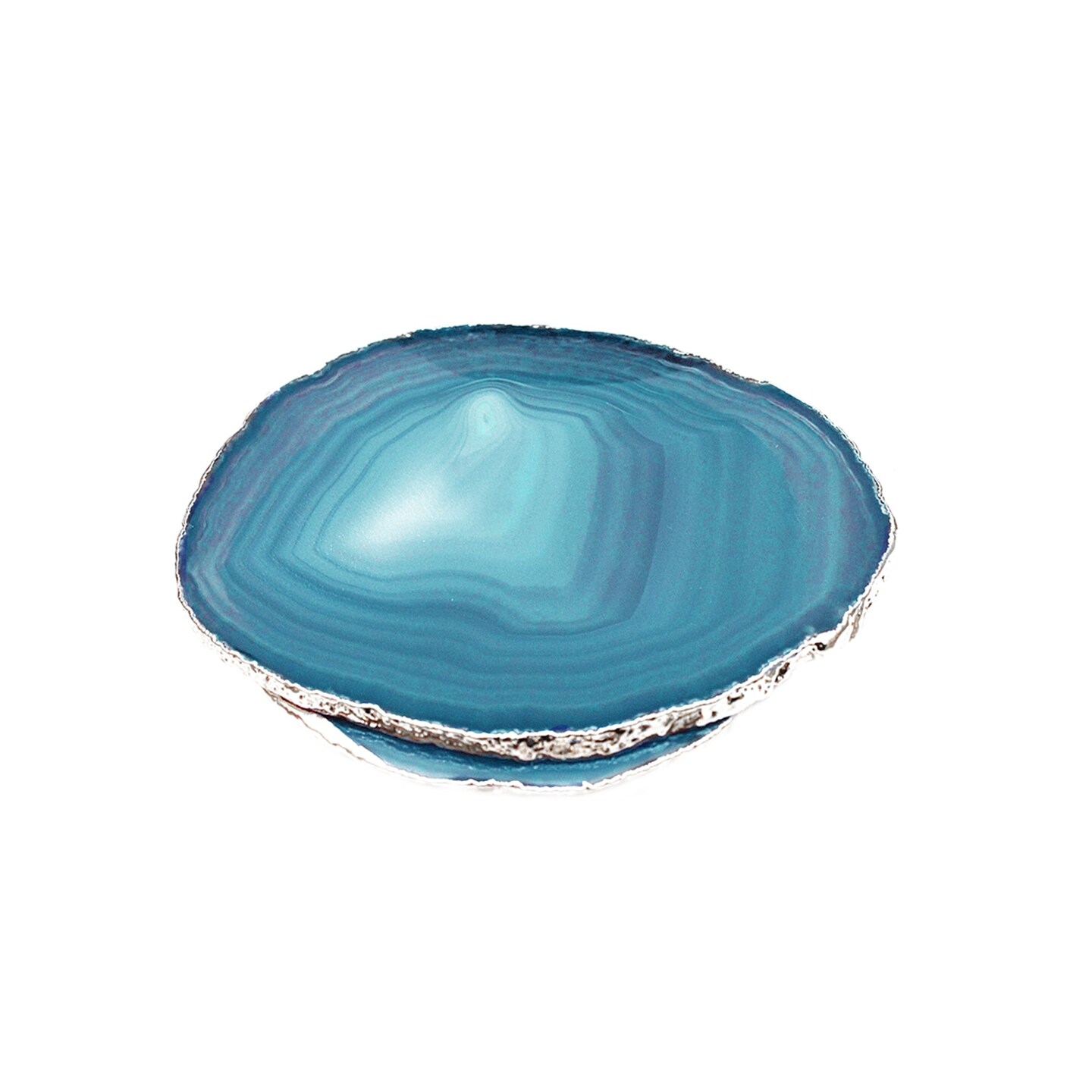 Teal Agate Coasters, Drinkware Coasters, Electroplated Agate Slice Home Décor, Agate Canvas, 1pc, GemMartUSA (TLCO)