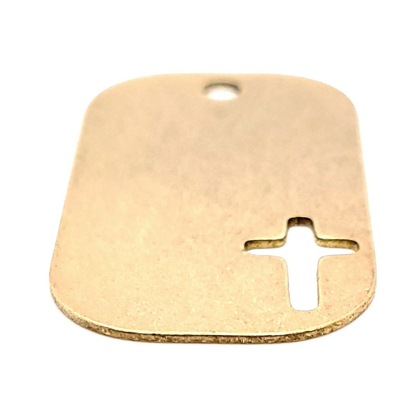 Brass Blank Cross Cutout Dog Tag Pendant