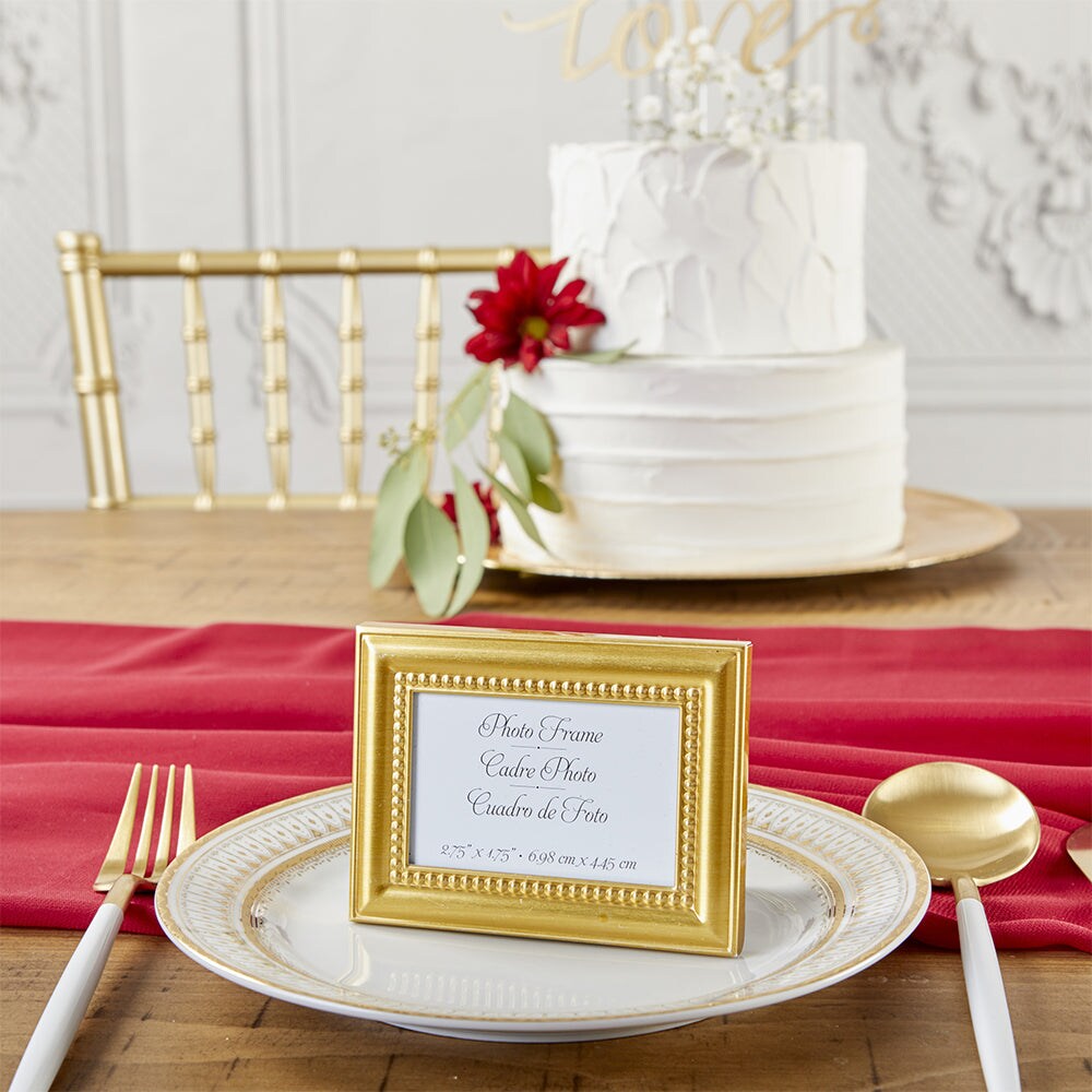 Beaded Gold Wall &#x26; Tabletop Picture Frames/Place Card Holder (Set of 6)