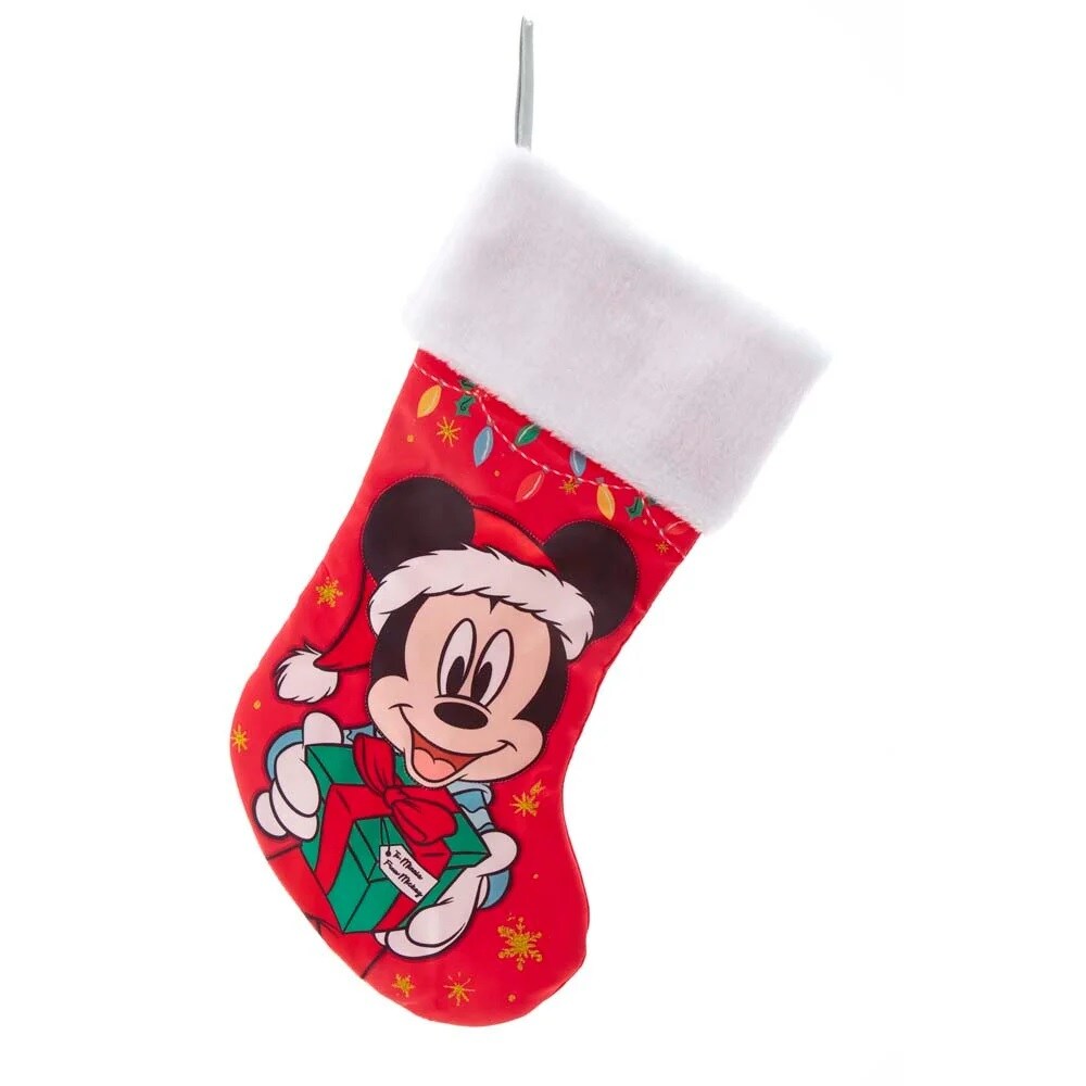 KSA Pack of 4 Red and White Disney Mickey Mouse with Present Christmas Stockings 18&#x22;