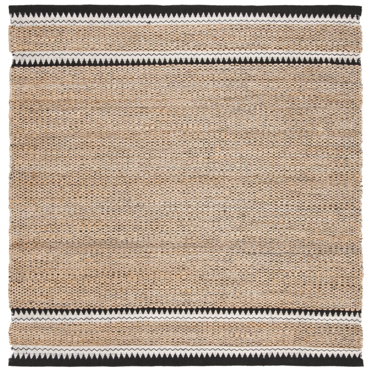 Safavieh Natural Fiber Nf874B Natural / Black Rug Geometric Pattern Modern Wool