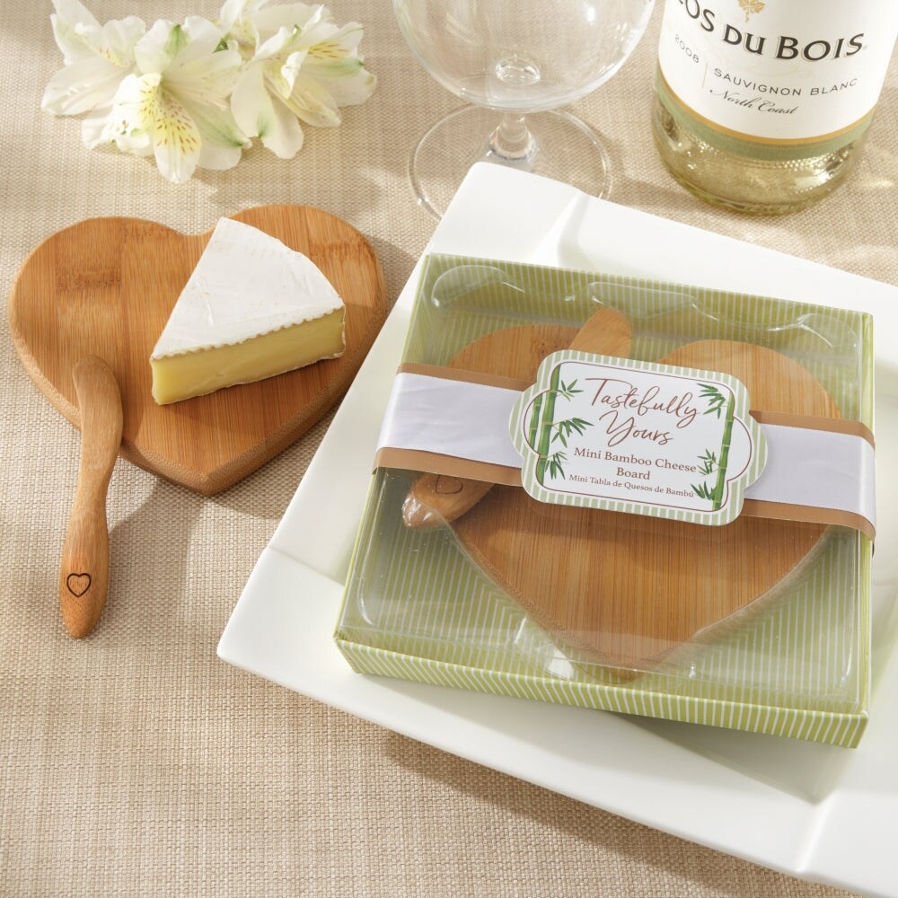 &#x22;Tastefully Yours&#x22; Heart Shaped Bamboo Cheese Board