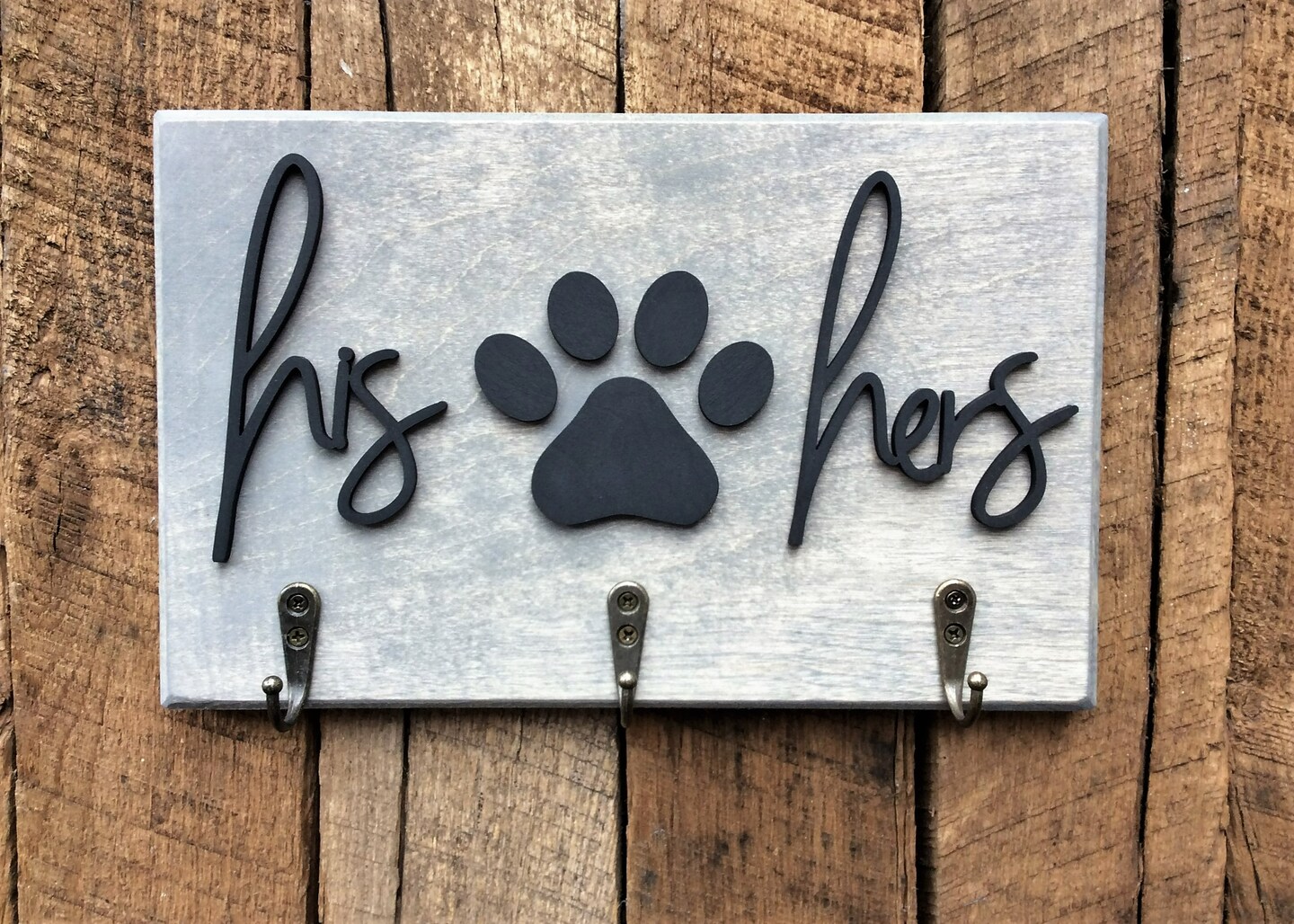 His hers paw shop print key holder