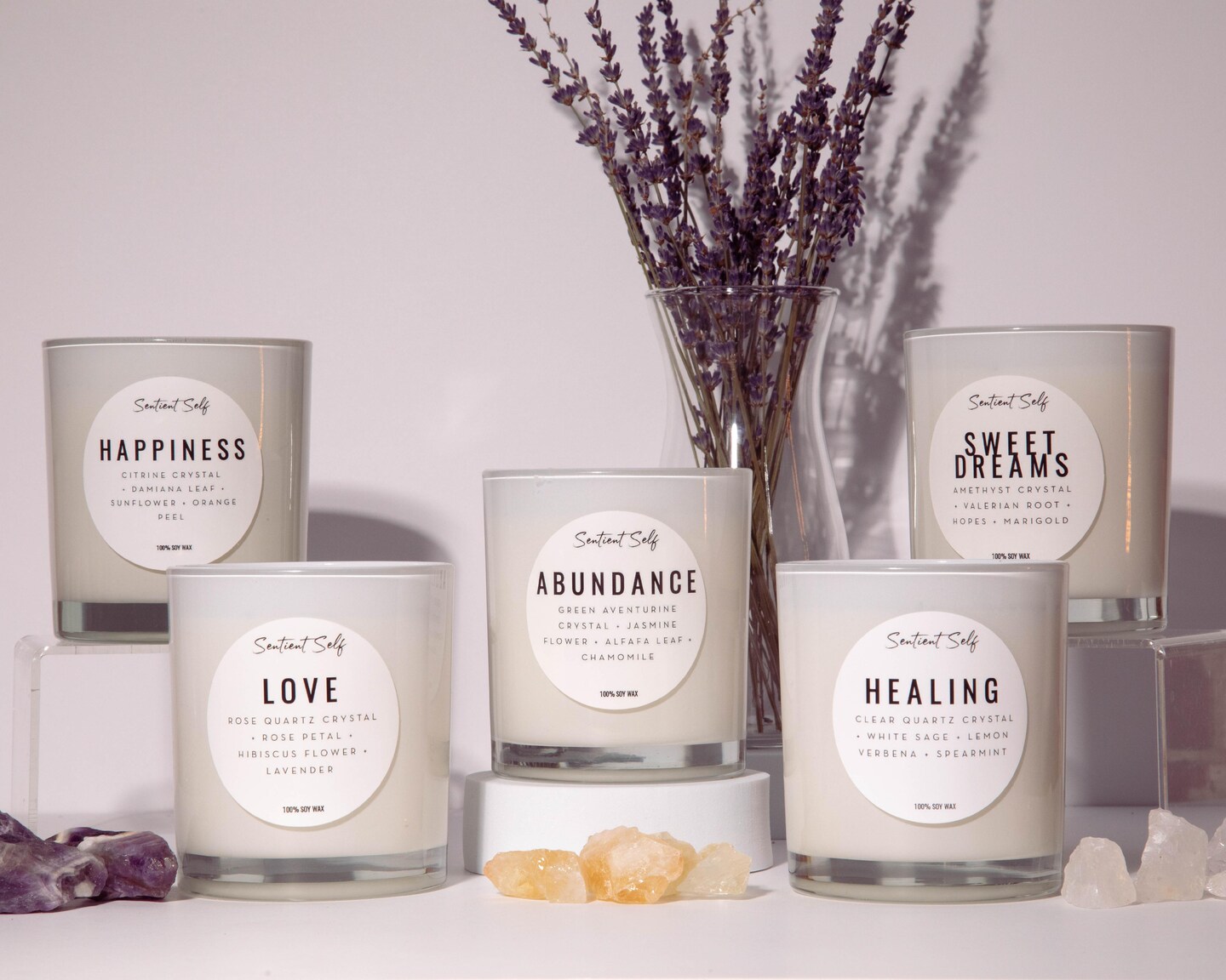 Large Herbal Soy Wax Intention Candle | Manifestation Candle ...