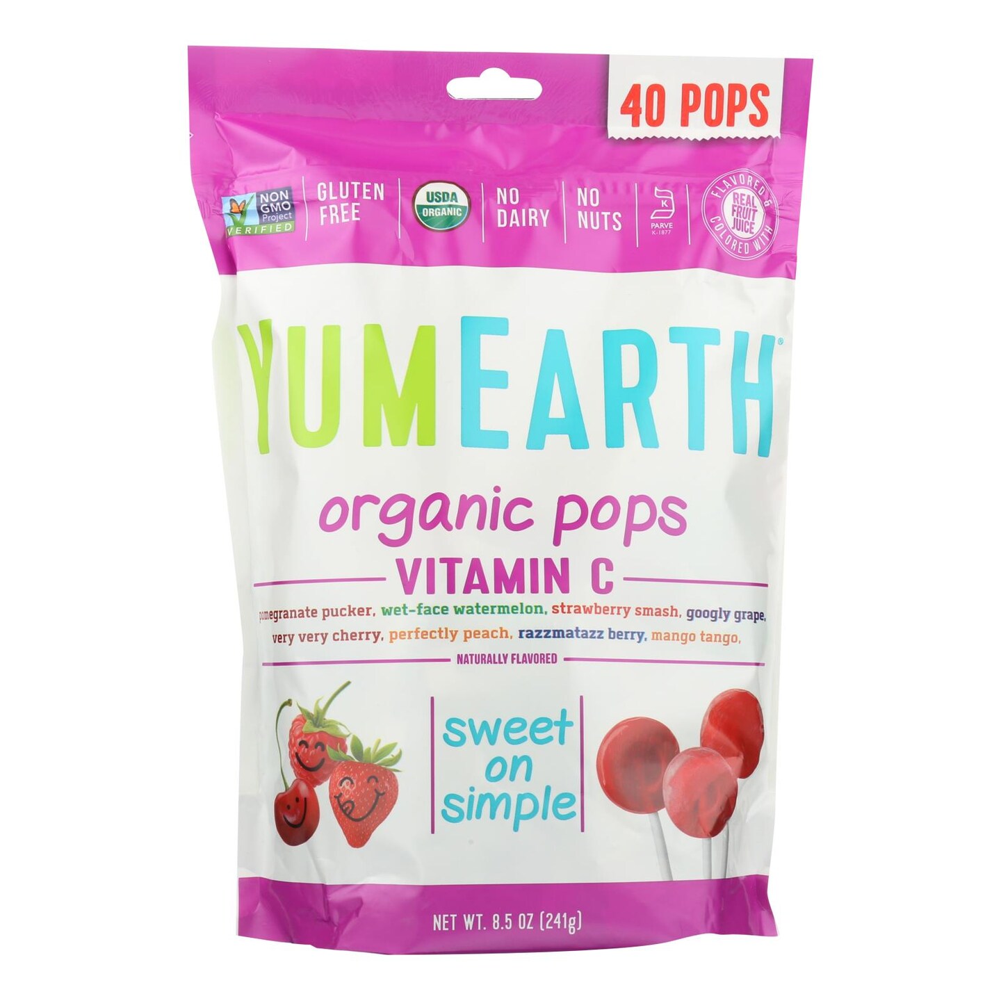 Yumearth Organic Vitamin C Pops Assorted Flavors - Case of 12 - 8.5 OZ