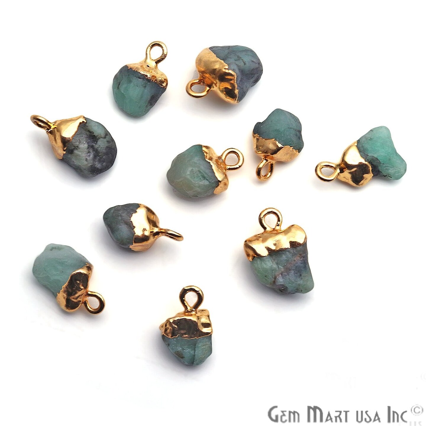 Rough Gemstone Pendant, Birthstone Raw Pendant, Gold Electroplated Connector Charms, 11X6mm (Approx), 1 pc, GemMartUSA (50469)
