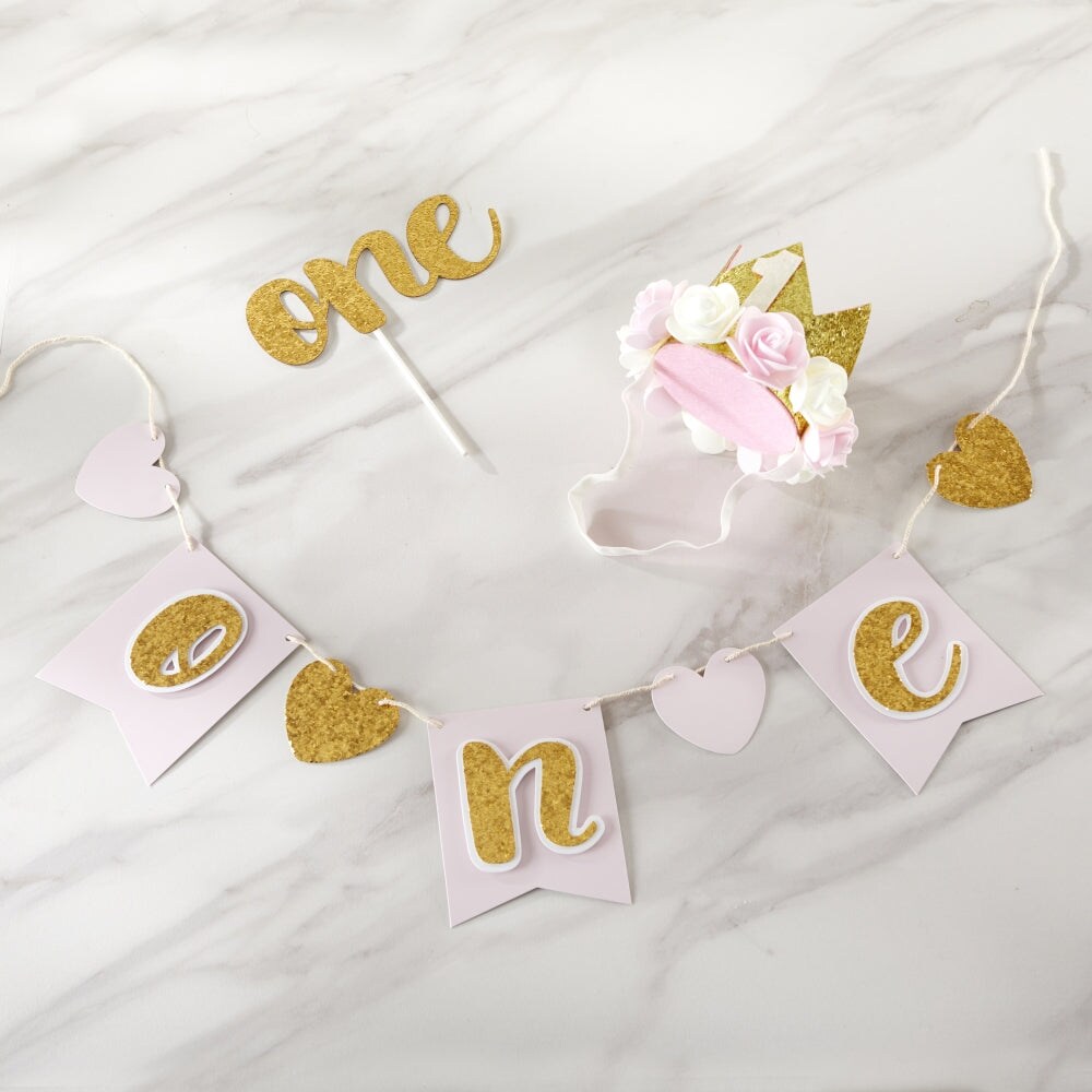 Gold Glitter 1st Birthday D&#xE9;cor Kit